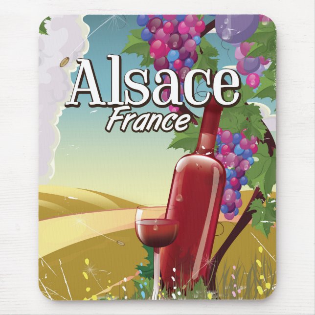 Alsace Frankrike latmorgon vin affisch Musmatta (Framsidan)