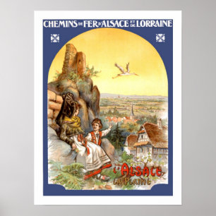 Alsace frankrikevintage resor poster
