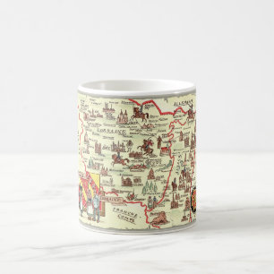 Alsace Lorraine Frankrike Illustrerad Kartmugg Kaffemugg