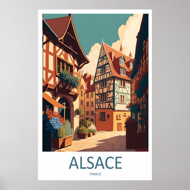 Alsace Vintage Resoreraffisch Skidåkning Nationalp Poster (Framsidan)