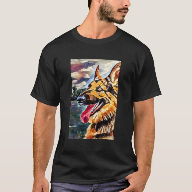 Alsatian German Shepherd T Shirt (Framsida)