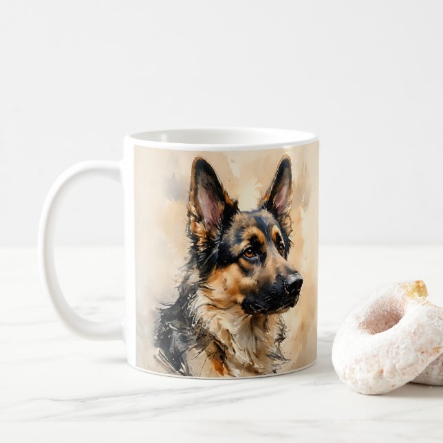 Alsation German Shepard Dog Art Design Mug Kaffemugg (Med munk)
