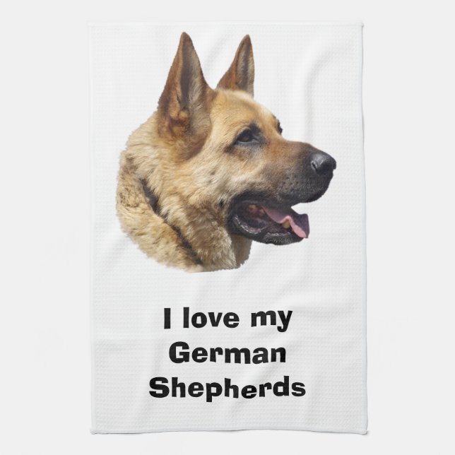 Alsatisk tysk herde hund porträtt kökshandduk (Vertikal)