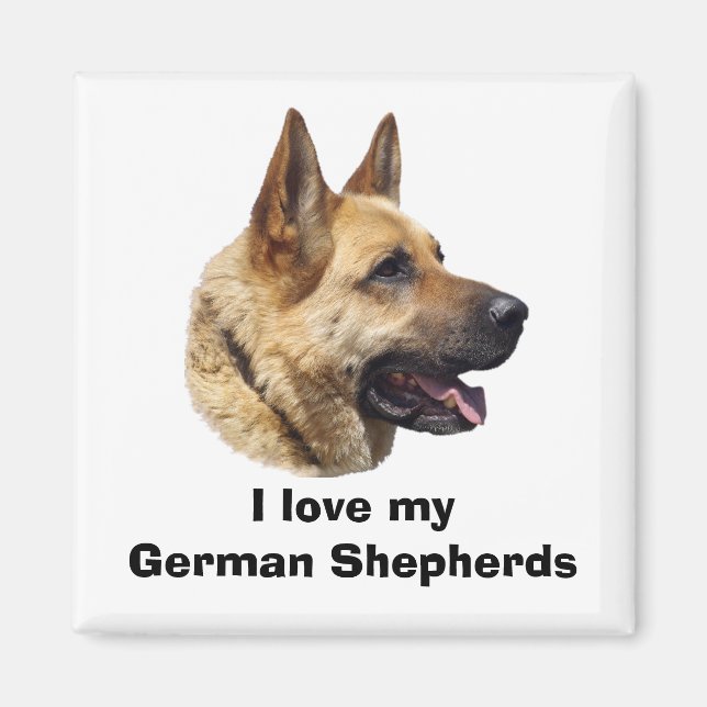 Alsatisk tysk herde hund porträtt magnet (Framsidan)