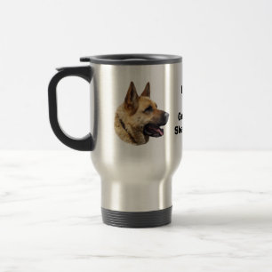 Alsatisk tysk herde hund porträtt resemugg