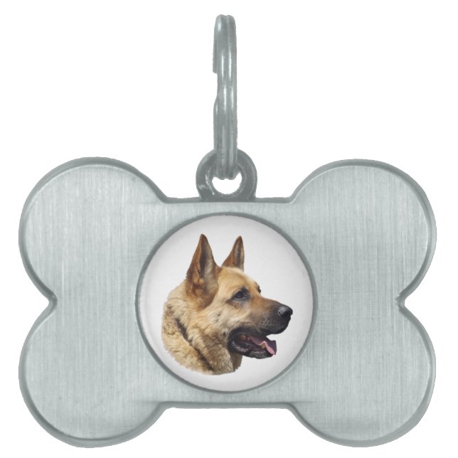 Alsatisk tysk herde porträtt namnbricka husdjur (Framsidan)