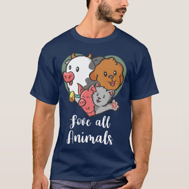 Älska alla djur familj t shirt (Framsida)