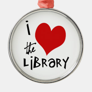 Älska bibliotek julgransprydnad metall