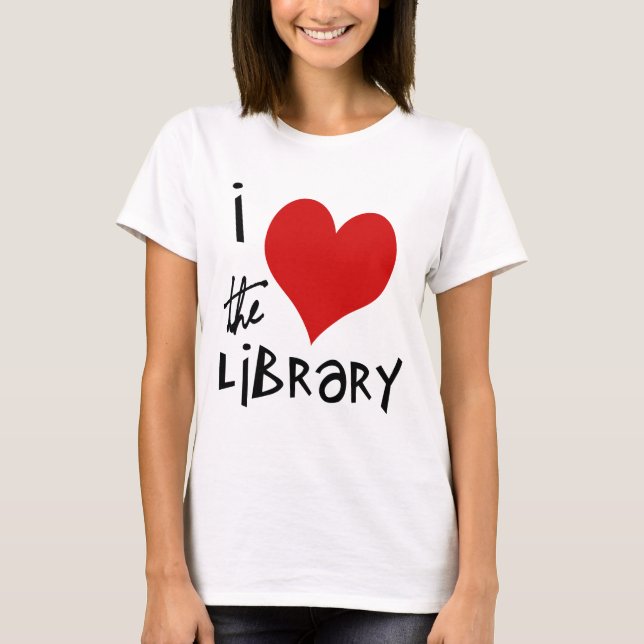Älska bibliotek t-shirt (Framsida)