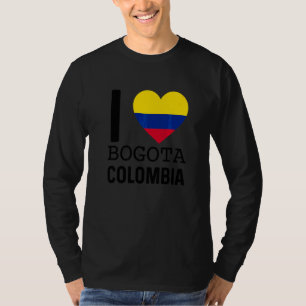 Älska Colombia Bogotá Souvenir Flagga Kartlägga Co T Shirt