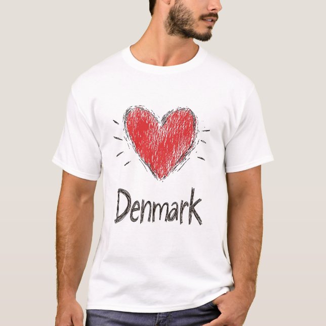 Älska Danmark T Shirt (Framsida)