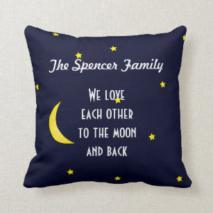 Älska dig månen och dra tillbaka personligfamiljen kudde