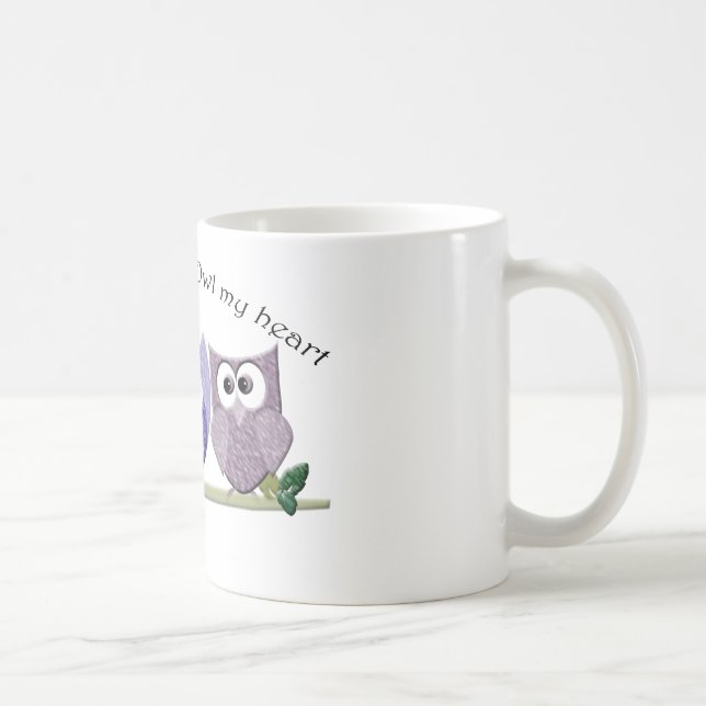 Älska dig med ugglan min hjärta, gulliga kaffemugg (Höger)