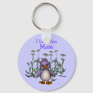 Älska dig nyckfulla fågelblommor Keychain för Nyckelring