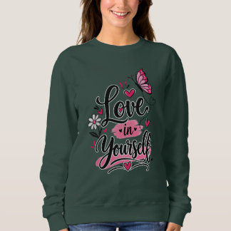 Älska dig själv Inspirerande Fjäril Rosa Hjärtan M T Shirt