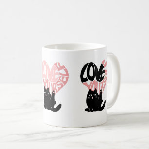 Älska Dig Själv Rolig Katt Kaffemugg