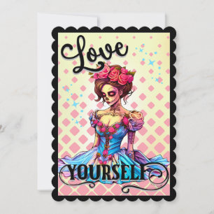 Älska Dig Själv Sugar Skull Tack Kort