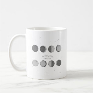 Älska dig till månen och dra tillbaka arrangerar kaffemugg