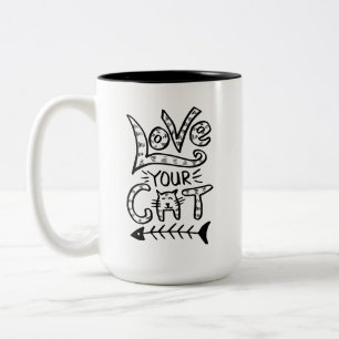 Älska Din Katt Söt Minimalistisk Kattmugg Två-Tonad Mugg