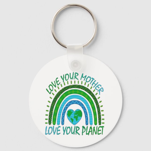 💚 Älska din mamma, Älska din planet 🌍 Nyckelring (Framsida)