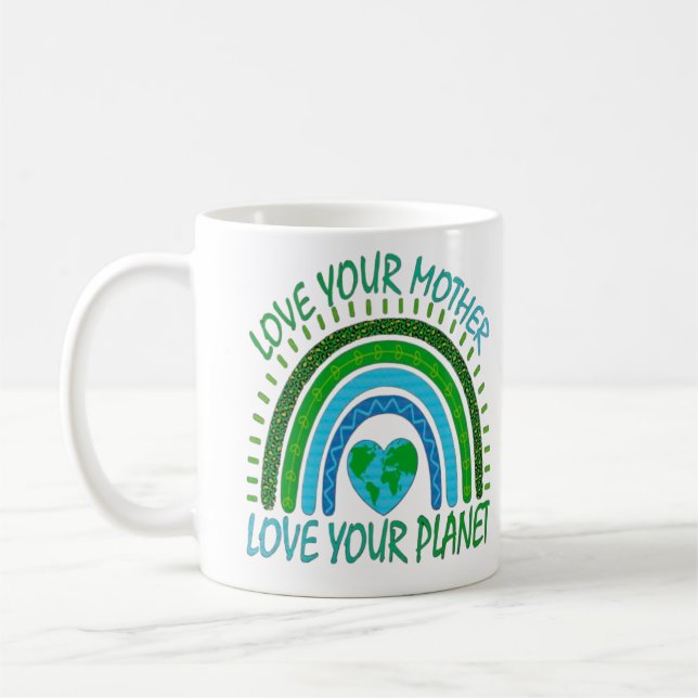 💚 Älska din mamma, älskar din planet 🌍 Kaffemugg (Vänster)