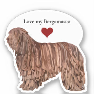 Älska en Bergamasco hund aveln som ut klipps Klistermärken
