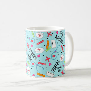 Älska en blått för sjuksköterskakonstturkos me kaffemugg