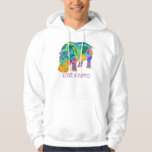 Älska en FLODHÄST Sweatshirt Med Luva