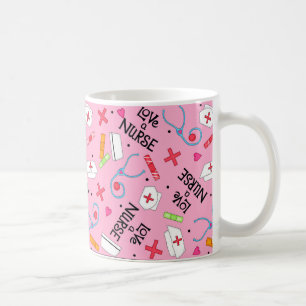Älska en sjuksköterskakonstrosa med kaffemugg