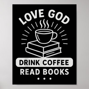 Älska Gud Kaffe Böcker Vintage Kristna Läsare Poster