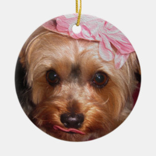 Älska hattar Yorkie II Julgransprydnad Keramik