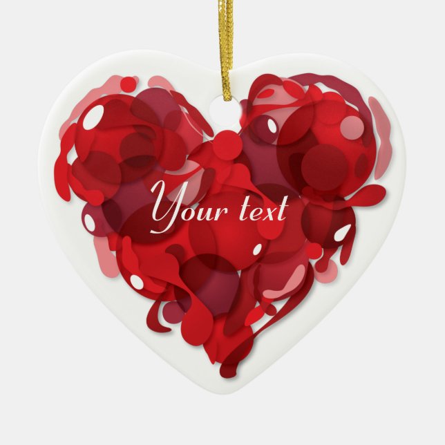 Älska hjärta för valentin dag julgransprydnad keramik (Framsidan)