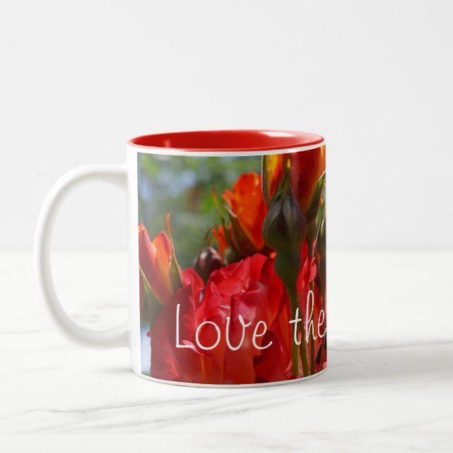 Älska högtider kaffemuggar RÖDA Rosor mugg (Vänster)