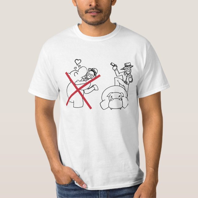 Älska inte flodhästen t-shirt (Framsida)