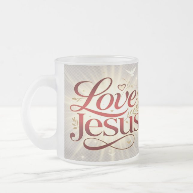 Älska Jesus Frostad Glasmugg (Vänster)
