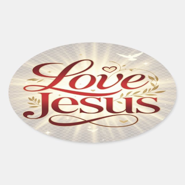 Älska Jesus Ovalt Klistermärke (Framsida)