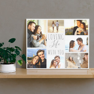 Älska liv med dig Collage för 7 foto - grå Canvastryck
