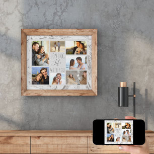 Älska liv med dig Collage för 7 foto - grå Poster