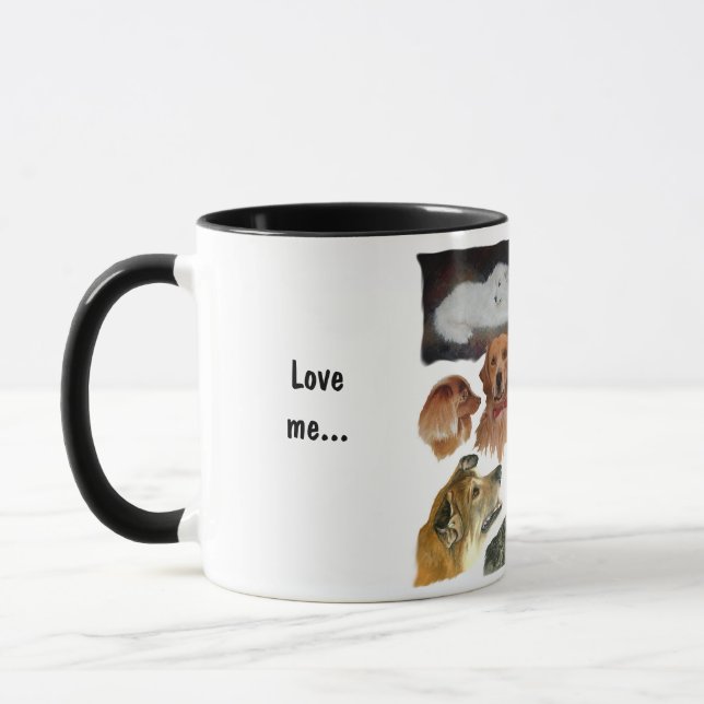 Älska mig, älska min hund humoristisk mugg (Vänster)