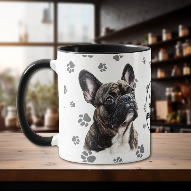 Älska min franska bulldoggens fotavtrycksmönster mugg (Skapare uppladdad)