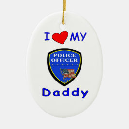 Älska min polispappa julgransprydnad keramik