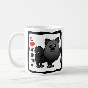 Älska min Pomeranian - svart Kaffemugg