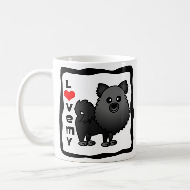Älska min Pomeranian - svart Kaffemugg (Vänster)
