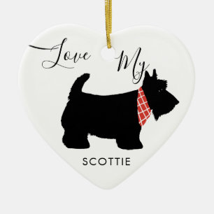Älska min skotska Terrierhelgdag för scottien Julgransprydnad Keramik