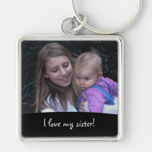 Älska min syster: Föreställa Keychain Fyrkantig Silverfärgad Nyckelring