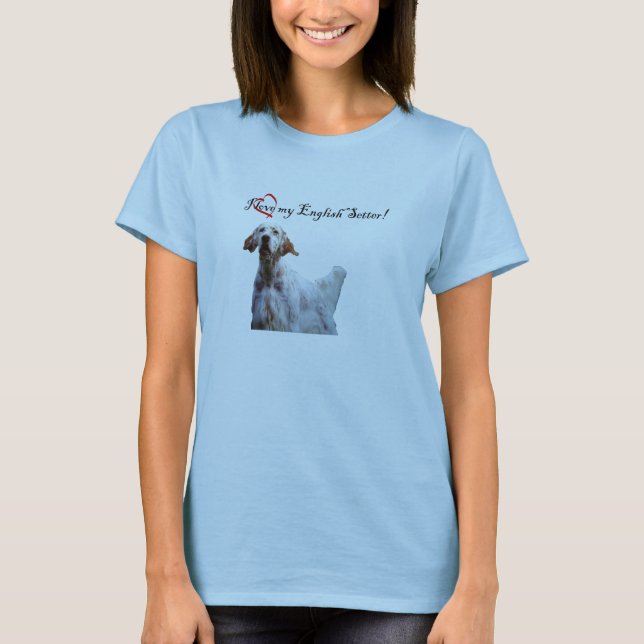 älska min t-skjorta för den engelska setteren tee shirt (Framsida)