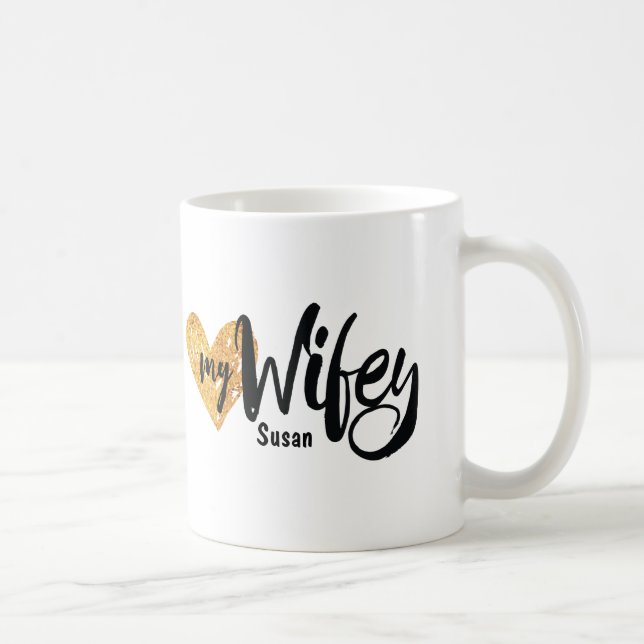Älska min Wifey från din Hubbyhjärtamugg Kaffemugg (Höger)