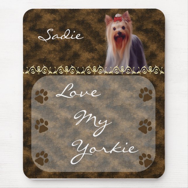 Älska min Yorkie Yorkshire Terrier Mousepad - Musmatta (Framsidan)