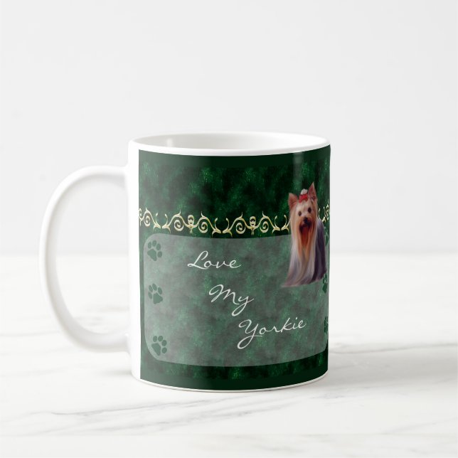 Älska min Yorkie Yorkshire TerrierPawprint mugg - (Vänster)