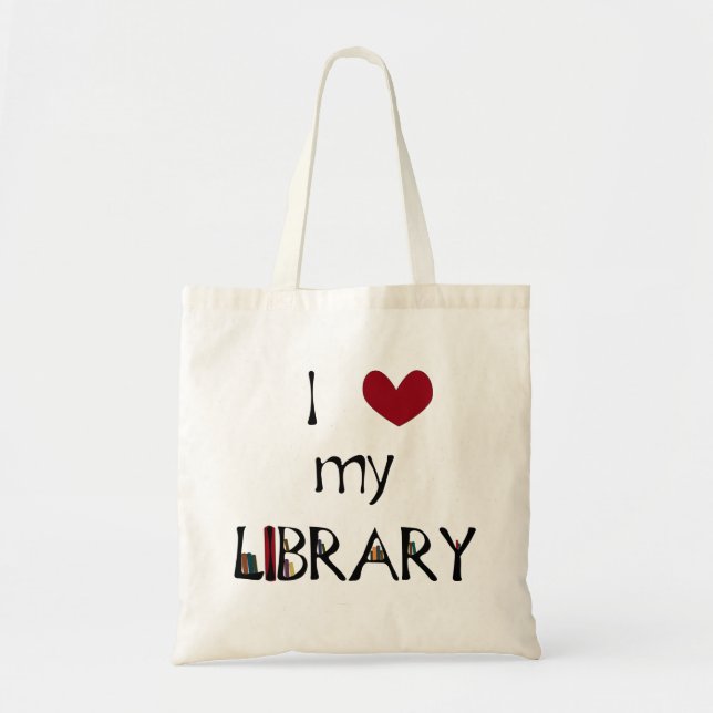 Älska mitt bibliotek tygkasse (Framsidan)